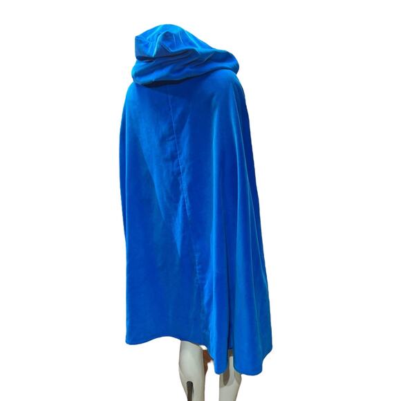 Royal Azure Velvet Hooded Cape with Satin Lining - Picture 10 of 15